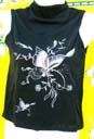 Wholesale clothing boutique shopping at online import catalogue. Silver colored butterfly design black womens tank top with thick collar 