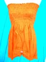 Trendy summer warehouse exports Cute orange bali style mini dress with elastic crinkle op, empire waist line, and handcrafted embroidered design at hem
