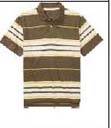 Sports wear supply agent imports active wear clothing. Brown and beige stripped mens polo shirt