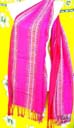 Hign fashion apparel wholesale supply exchange. Sexy pink pashmina shawl with orange striped designs and tassel hem