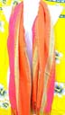Buy summer fashion wholesale clothing and accessories from online supplier. Womens orange, yellow, and pink shawl wrap in striped design with tasseled hem