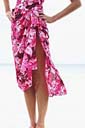 Tropical fashion beach apparel supply manufacturer distributes Hawaiian floral print sarong wrap skirt