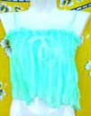 Summer apparel wholesale retail store supplies Baby blue ladies top in crinkle fabric with lace up tie on front