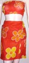 Fine clothing import B2B trade catalog. Daisy designed orange bali wrap outfit in orange